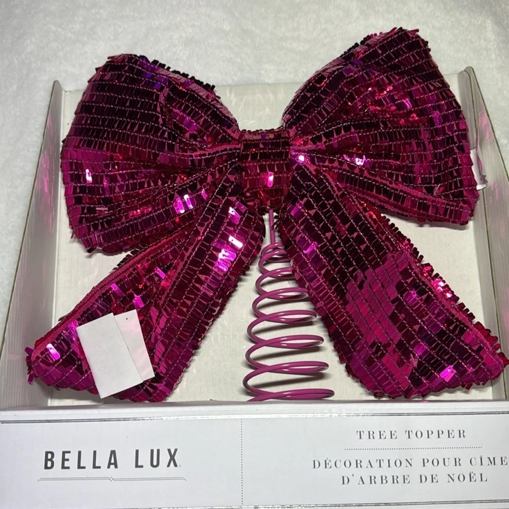 Bella Lux Bow Tree Topper PINK